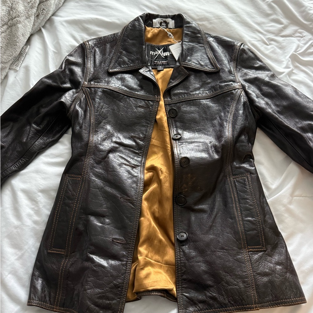 Vintage Wilson’s Leather Maxima Dark Brown Leather Jacket